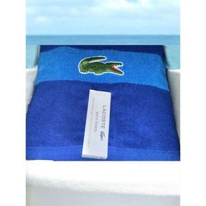 Lacoste Bath Towels‎ Luxury Blue Cotton with Crocodile Logo 30 x 52 NWT